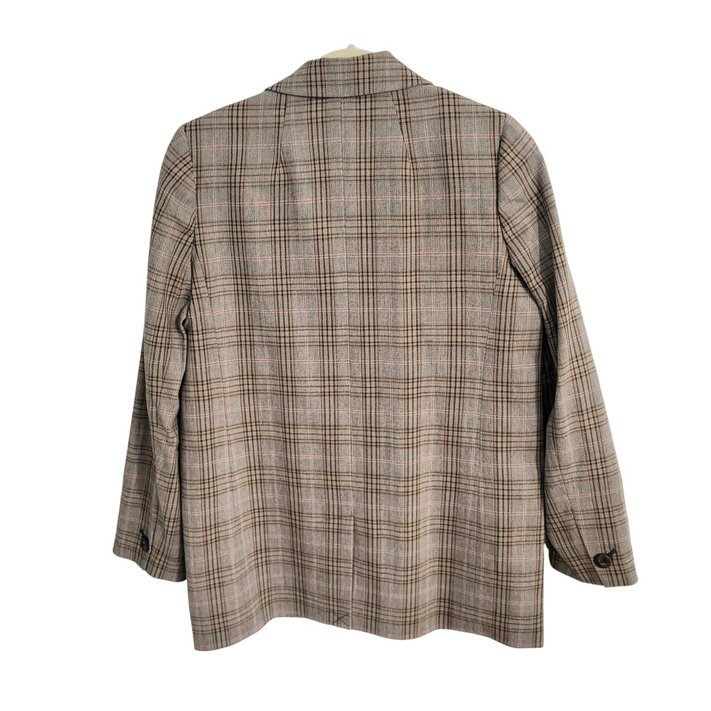 Madewell Caldwell Double Breasted Blazer Jacket Tartan Plaid Tan Oversized Small - Picture 4 of 8